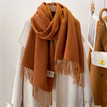 Winter Poncho Shawl Solid Print Cashmere Scarf Color09 / 200x70cm scarf-241228