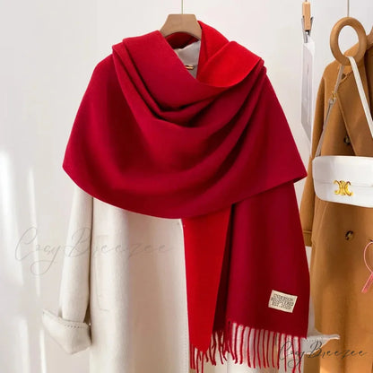 Winter Poncho Shawl Solid Print Cashmere Scarf Color10 / 200x70cm scarf-241228