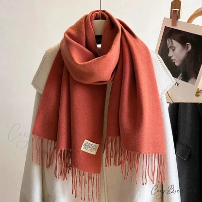 Winter Poncho Shawl Solid Print Cashmere Scarf Color13 / 200x70cm scarf-241228