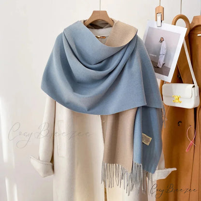 Winter Poncho Shawl Solid Print Cashmere Scarf Color15 / 200x70cm scarf-241228
