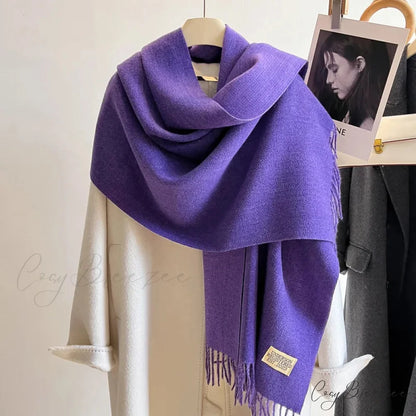 Winter Poncho Shawl Solid Print Cashmere Scarf Color17 / 200x70cm scarf-241228