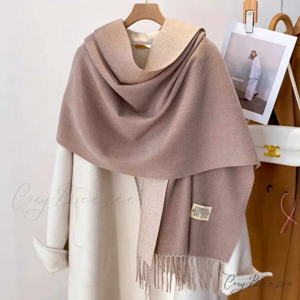 Winter Poncho Shawl Solid Print Cashmere Scarf Color19 / 200x70cm scarf-241228