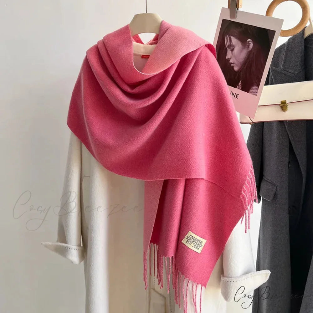 Winter Poncho Shawl Solid Print Cashmere Scarf Color26 / 200x70cm scarf-241228