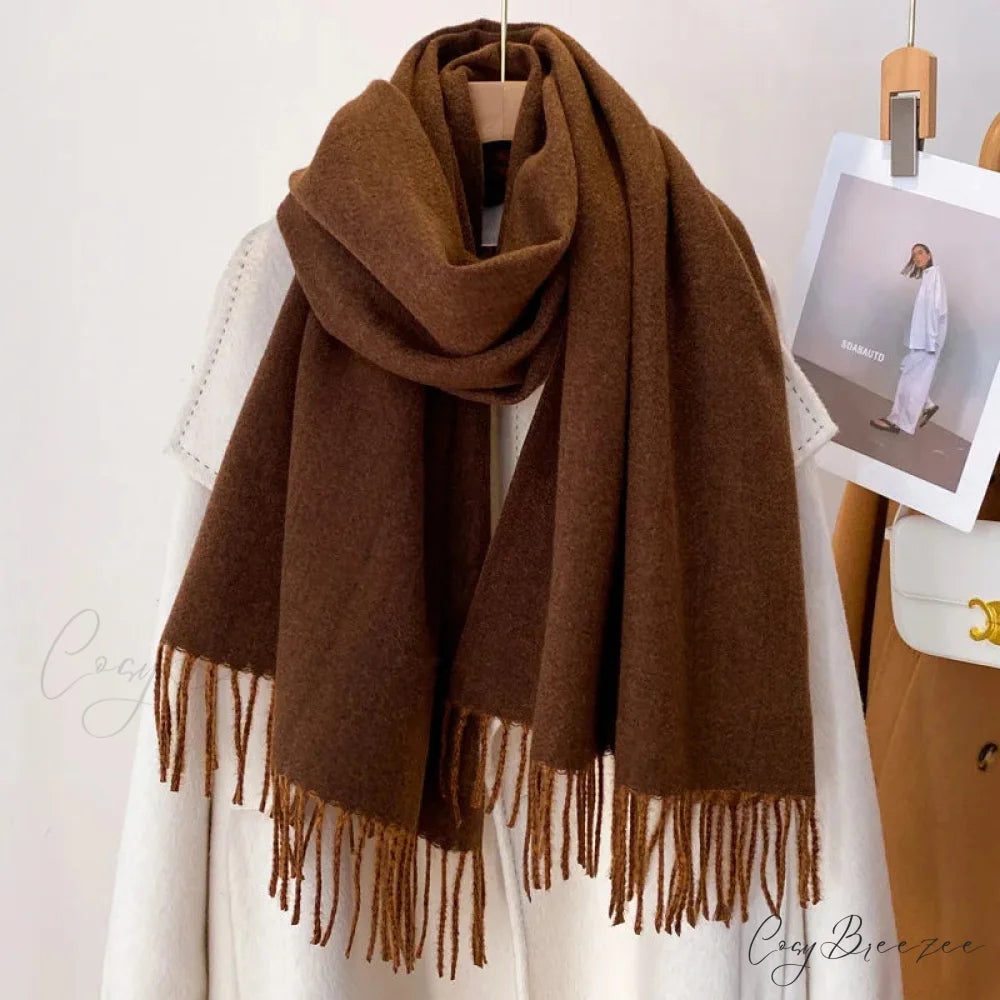 Winter Poncho Shawl Solid Print Cashmere Scarf Color29 / 200x70cm scarf-241228