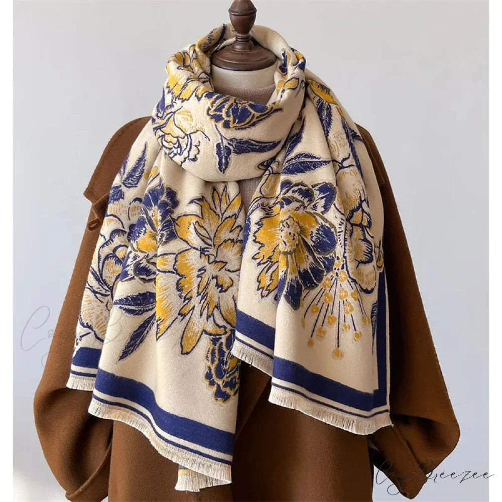 Winter Warm Cashmere Pashmina Scarf beige scarf-241228