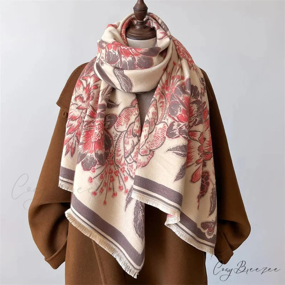 Winter Warm Cashmere Pashmina Scarf red1 scarf-241228