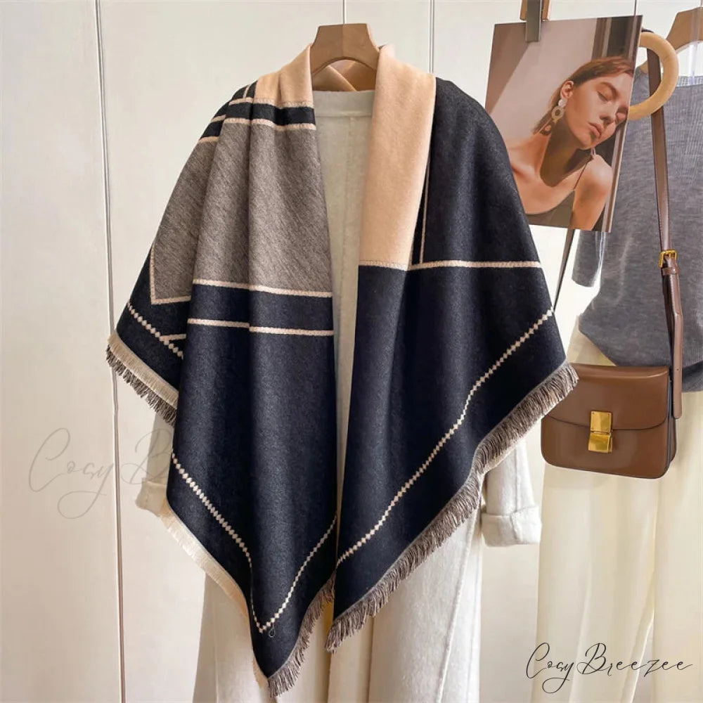 Winter Warm Cashmere Plaid Scarf black 1 scarf-241228