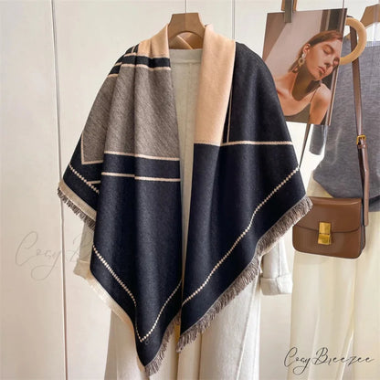 Winter Warm Cashmere Plaid Scarf black 1 scarf-241228