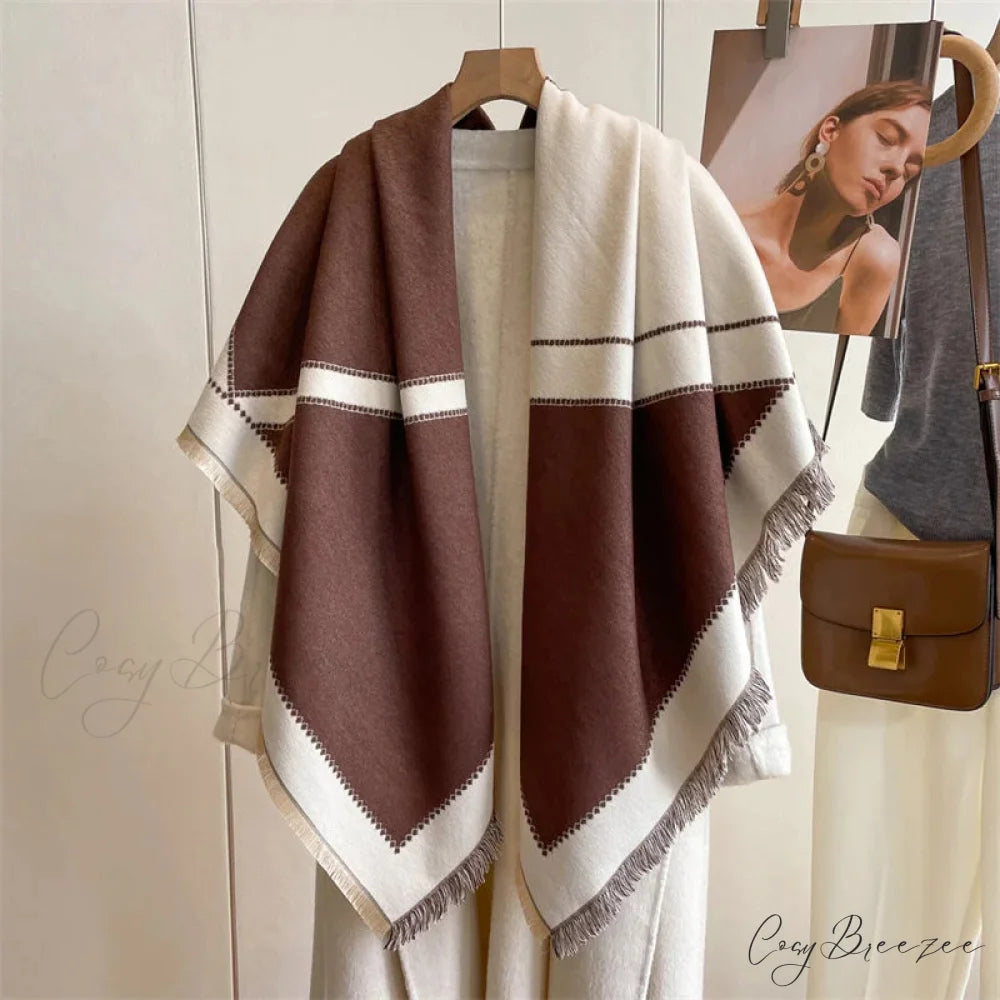 Winter Warm Cashmere Plaid Scarf coffee scarf-241228