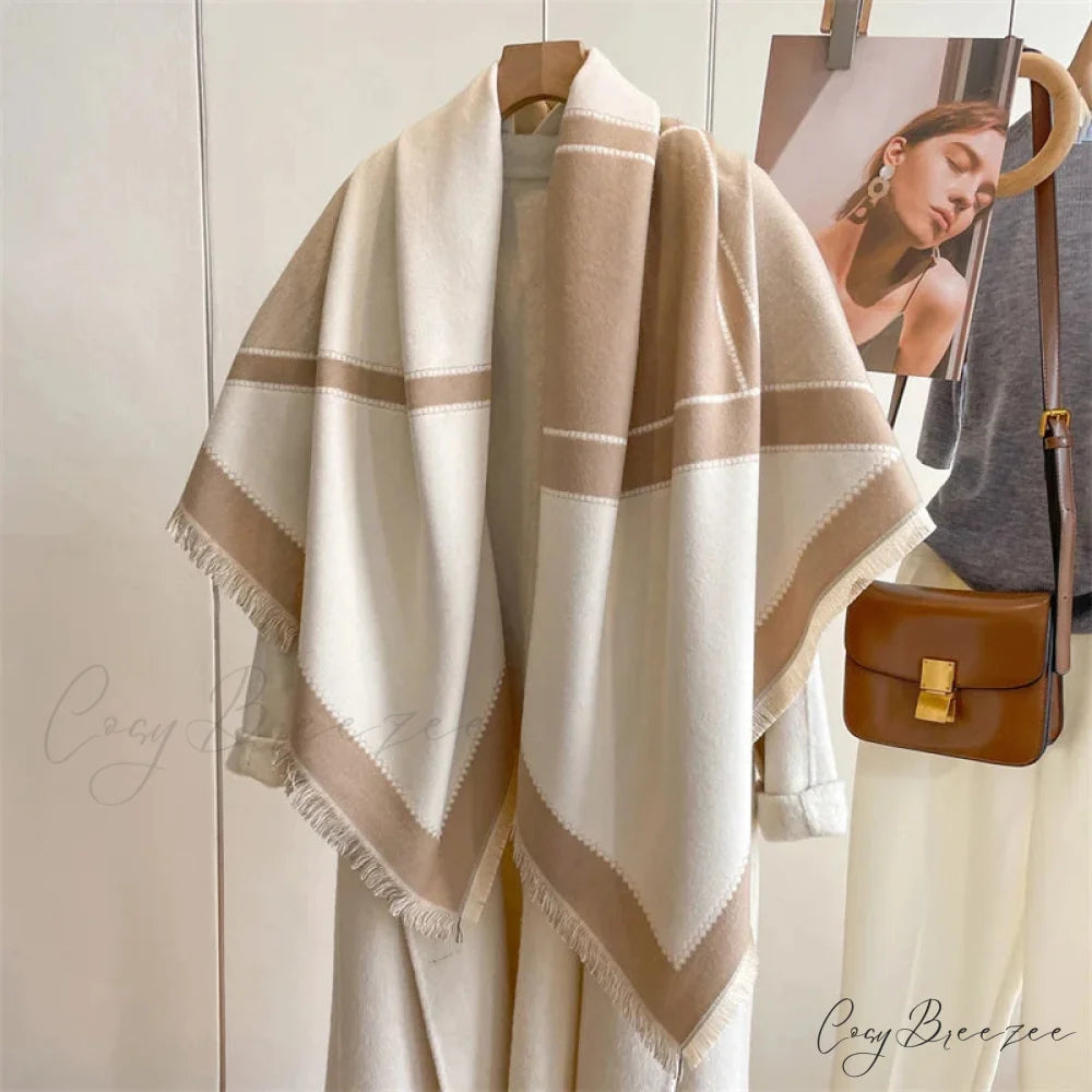 Winter Warm Cashmere Plaid Scarf white 1 scarf-241228