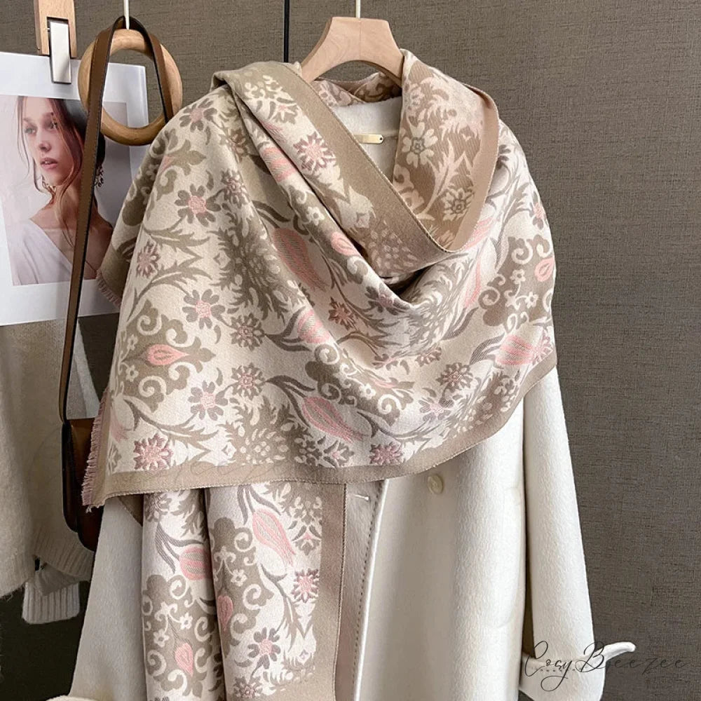 Winter Warm Cashmere Thick Shawl Scarf green scarf-241228