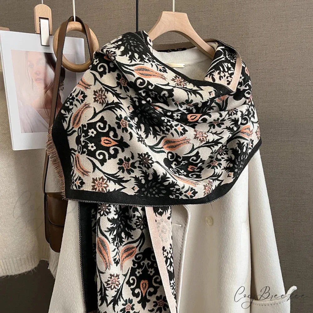 Winter Warm Cashmere Thick Shawl Scarf pink scarf-241228