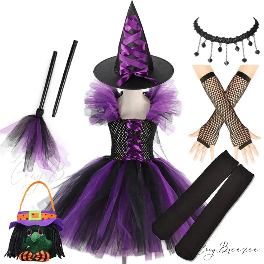 Witch Tutu Knee Dress Carnival Kid Costumes 2-3T (Size S) / Witch Style D