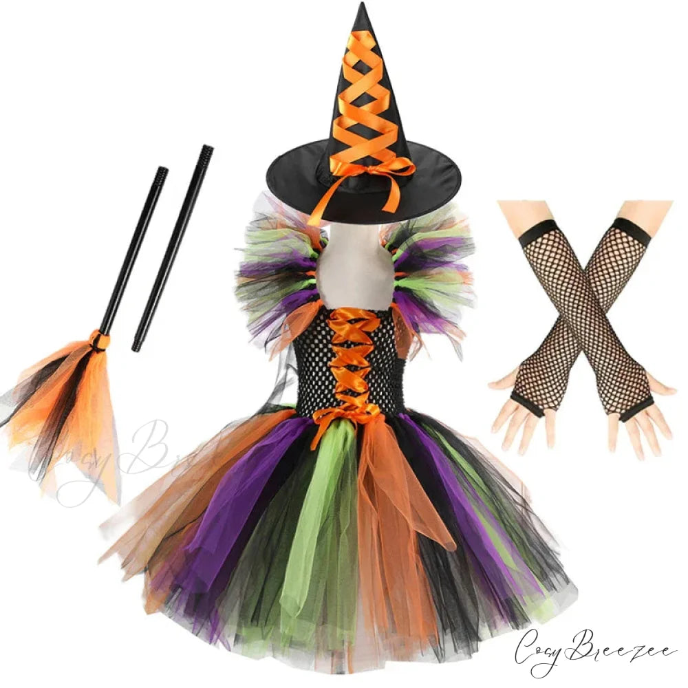 Witch Tutu Knee Dress Carnival Kid Costumes 2-3T (Size S) / Witch Style K