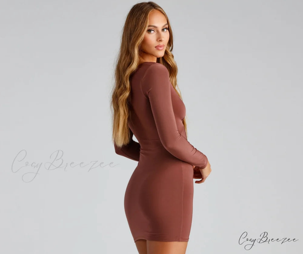 With A Twist Charming Long Sleeve Mini Dress