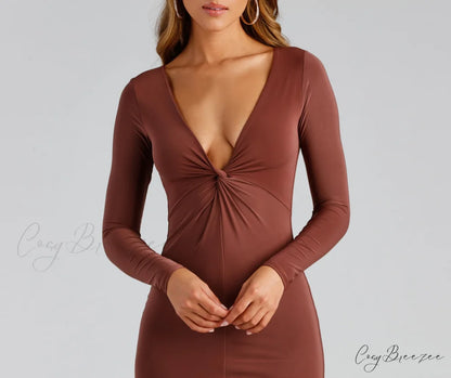 With A Twist Charming Long Sleeve Mini Dress