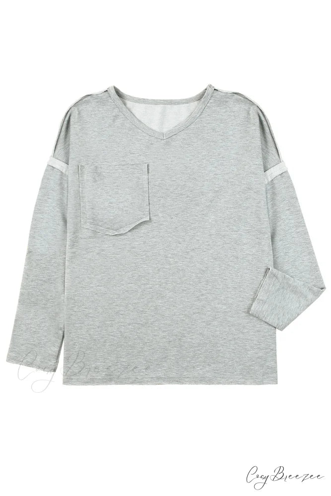 with - Arm Oversized Top Pockets Drop Gray