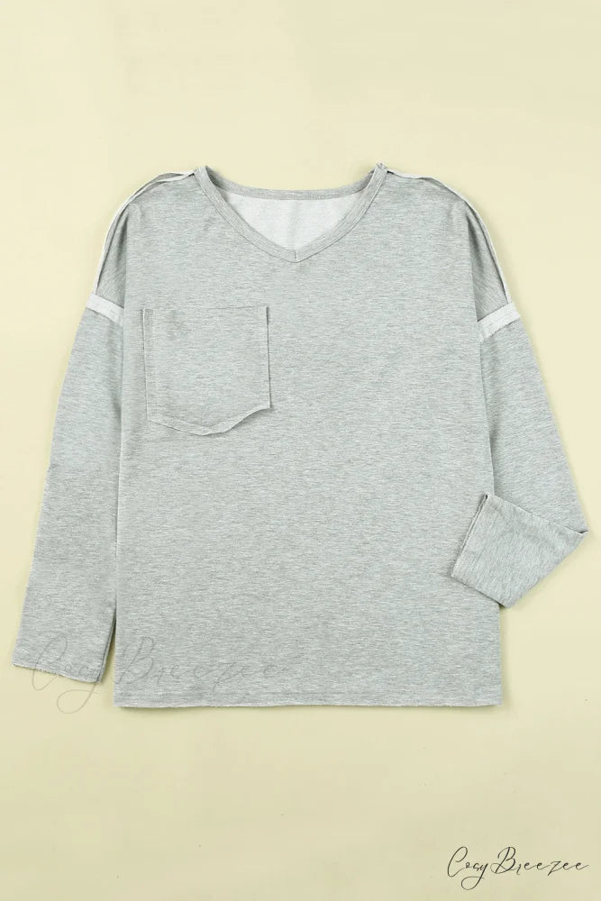 with - Arm Oversized Top Pockets Drop Gray