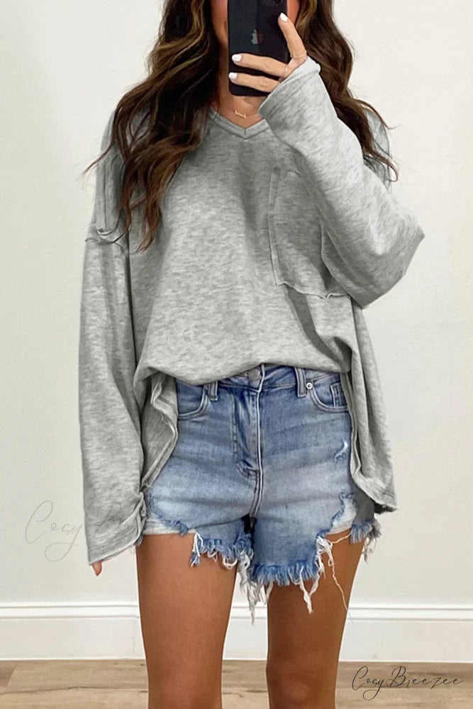 with - Arm Oversized Top Pockets Drop Gray