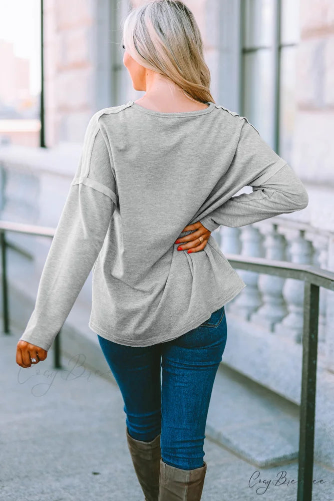 with - Arm Oversized Top Pockets Drop Gray