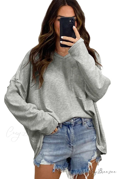 with - Arm Oversized Top Pockets Drop Gray