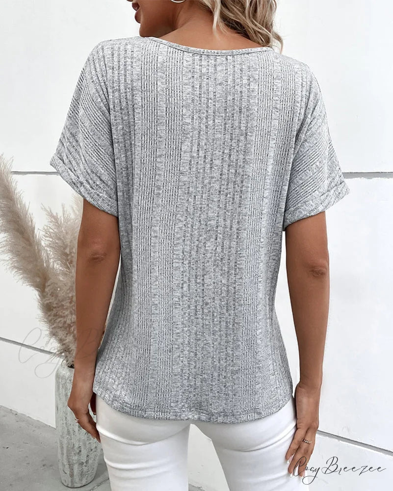 with Button Batwing Tee Arm Detail