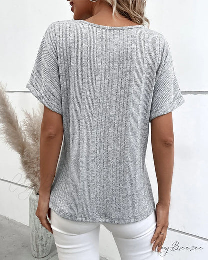 with Button Batwing Tee Arm Detail