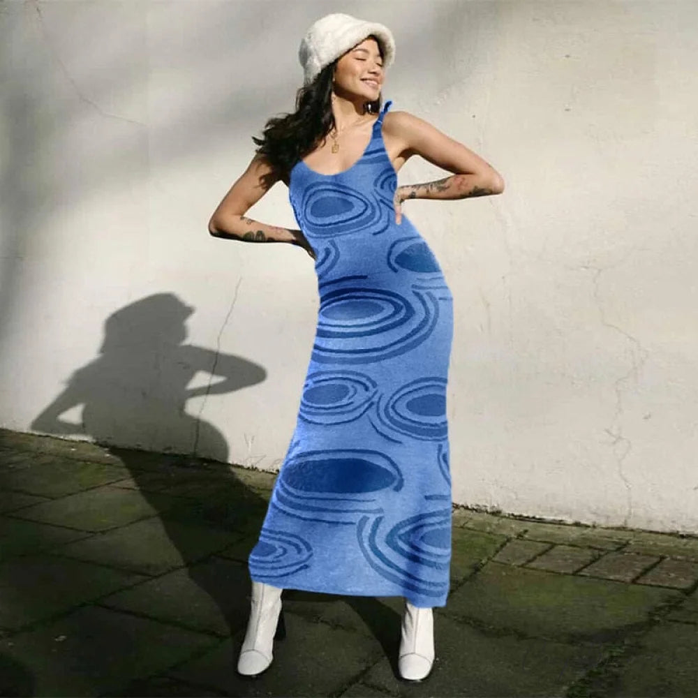 with Button Waist Warm-Season High Flowered Party and Gown Strapless Women’s Lace Trim Detail Blue Knitted Dress / S