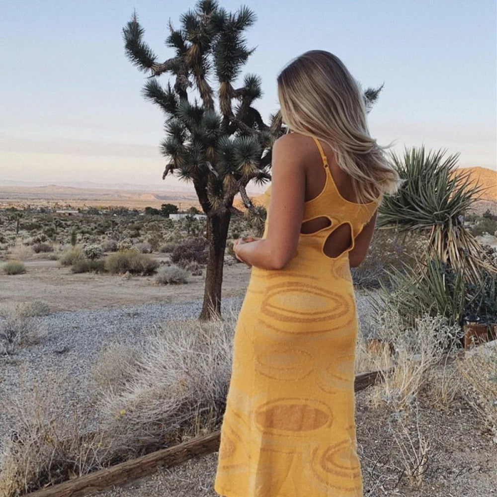 with Button Waist Warm-Season High Flowered Party and Gown Strapless Women’s Lace Trim Detail Yellow Knitted Dress / S