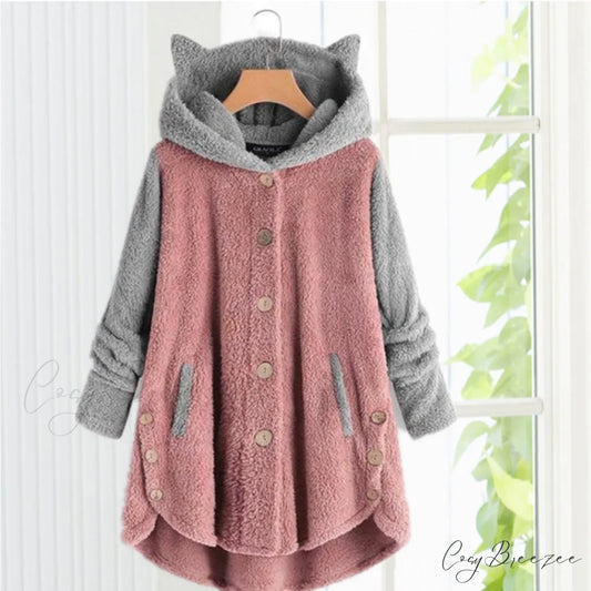 with Coat Cat Hooded Ears Pink / S