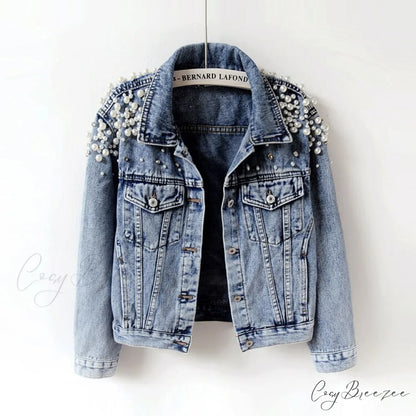 with Detailing New Autumn Women’s Jacket Pearl - Denim Collection