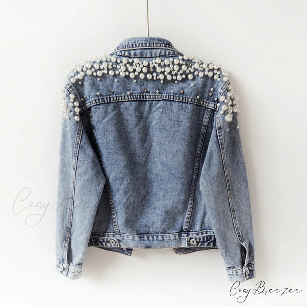 with Detailing New Autumn Women’s Jacket Pearl - Denim Collection