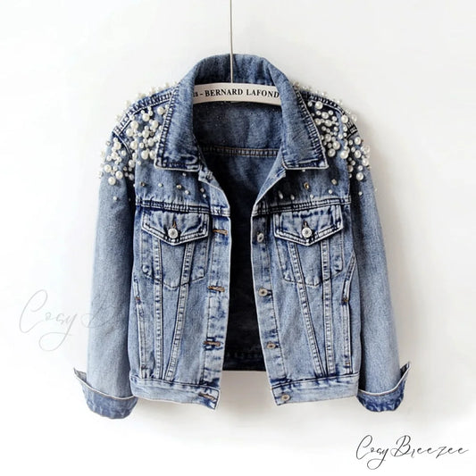 with Detailing New Autumn Women’s Jacket Pearl - Denim Collection Blue / S