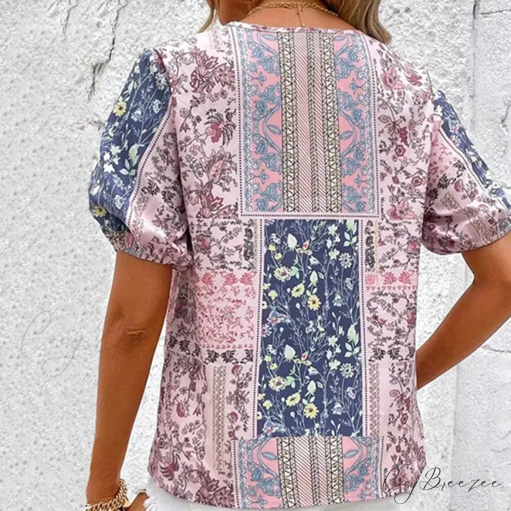 with Ethnic Blouse Flowered Influence