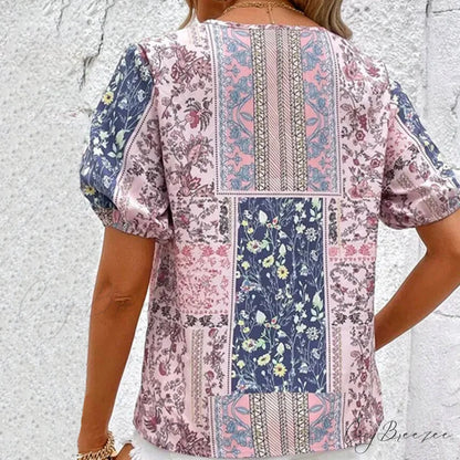 with Ethnic Blouse Flowered Influence