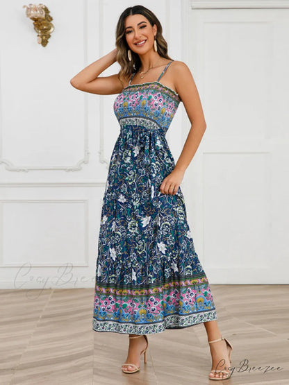 with Gown for Bohemian Women Full-Length Straps Blue / S