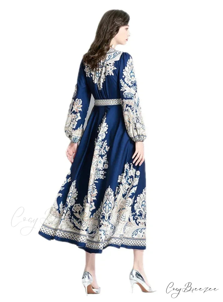 with Gown Patterned Lantern Sleeves