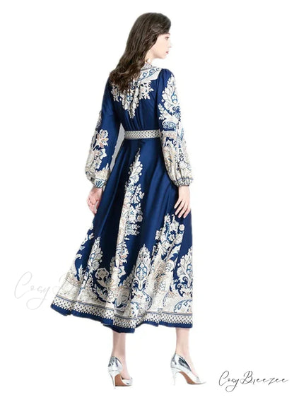 with Gown Patterned Lantern Sleeves