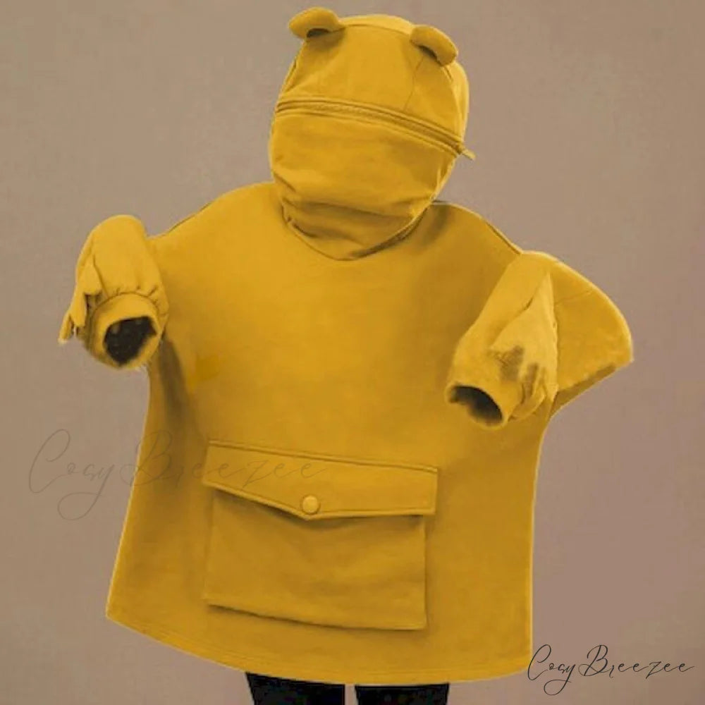 with Hooded Loose Pullover Autumn Letters Design and Harajuku - Frog Sweatshirt Women’s Casual Lovely Design Coat