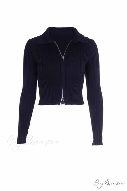 with Knit Cardigan Two-way Zipper