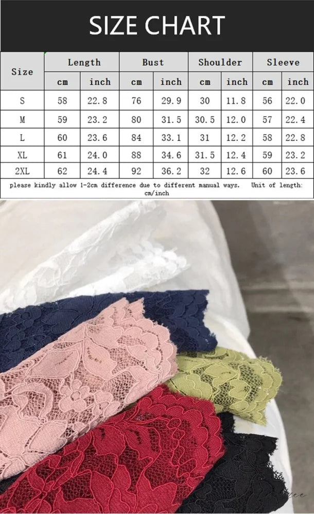 with Lace Size Plus Flowered Out Women - for Arm Solid Blouse Hollow Blouse Long Embroidery