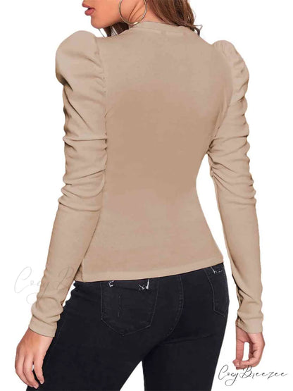 with Leg-Of-Mutton Neck Top Round Sleeves