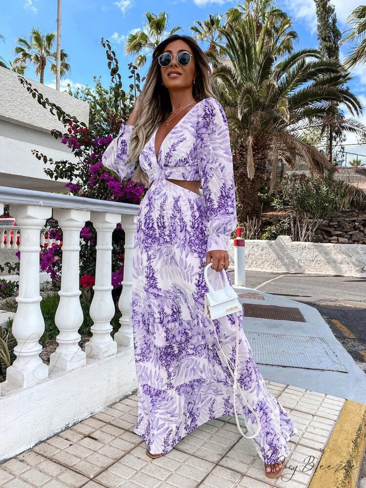 with Long Gown Bachelorette Design V-Neck Flowered Full-Length Sleeves S / Pink
