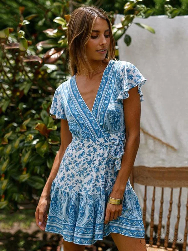 with Mini Gown V-Neck Patterned Bandage L / PINK