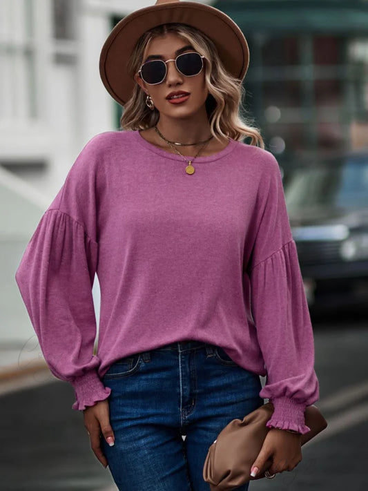 with Neck Dropped Flounce Round Arm and T-Shirt Shoulder Moonlit Mauve / S