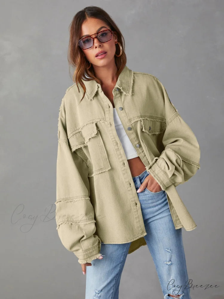with Raw Jacket Dropped Hem Shoulder Cream / S