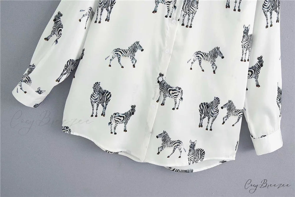 with Satin Blouse Design Arm - Long Women’s Zebra Top