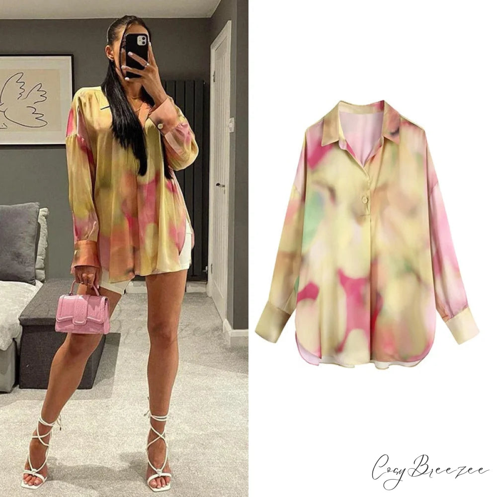 with Satin Blouse Design Arm - Long Women’s Zebra Top YELLOW / XS