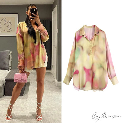 with Satin Blouse Design Arm - Long Women’s Zebra Top YELLOW / XS