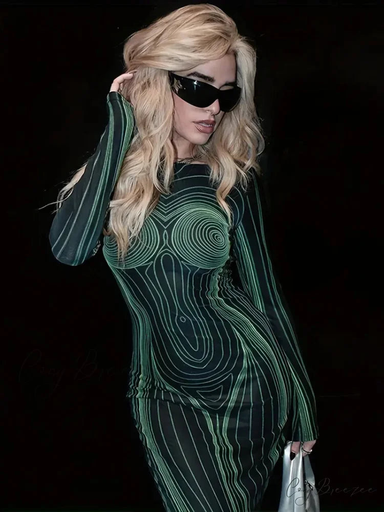 with Striped Long Body Shape Out Design Gown Cut Sleeves M / Yellow